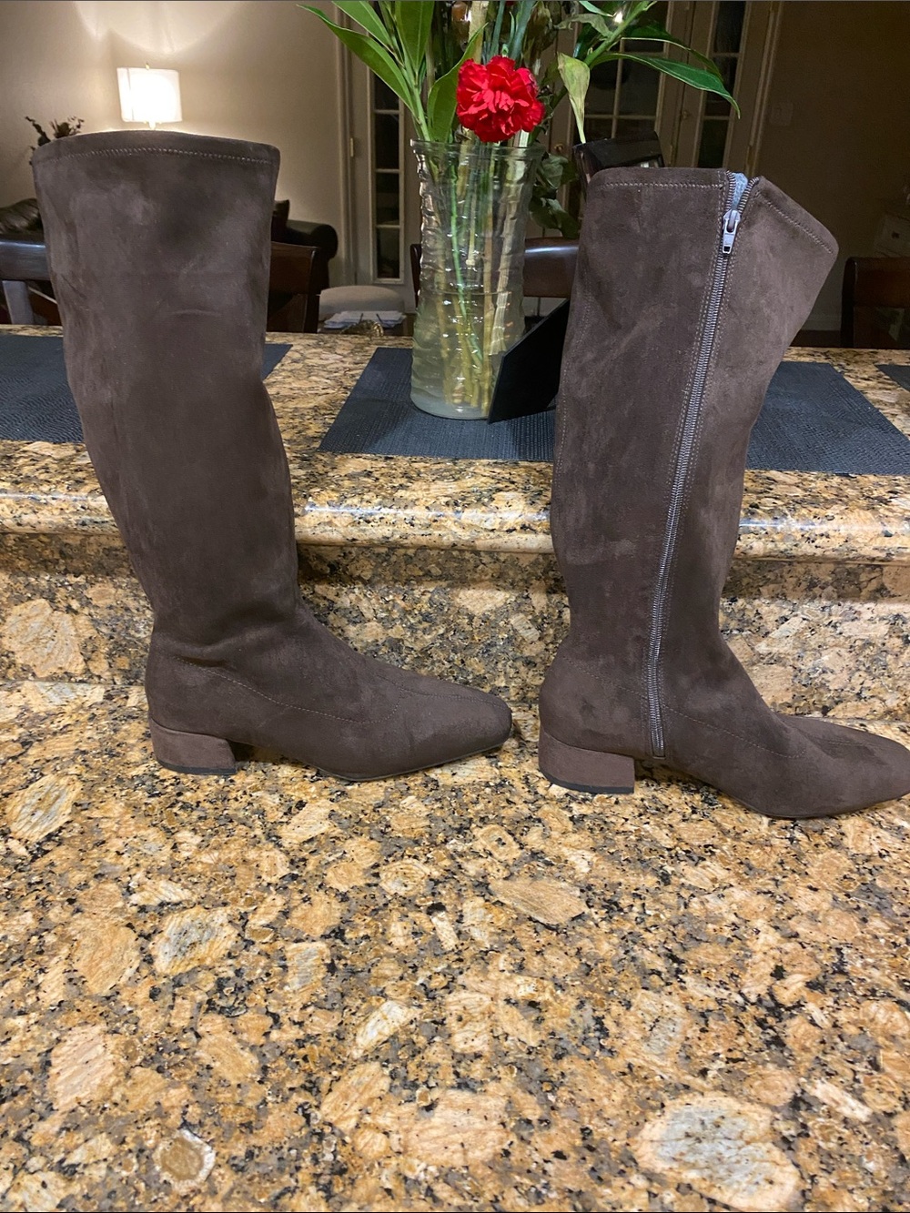 Women's Over-the-Knee Suede Boots - Dark Brown